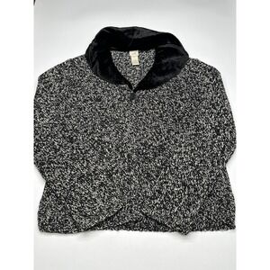 J‎ Jill Textured Knit Cardigan Sweater Jacket Velvet Collar Black Extra Small